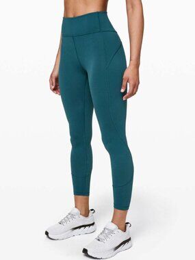 Lululemon In Movement Tight 25" Everlux Bermuda Teal Sz 2 Black Sz 4
